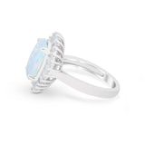 Oval Vintage Art Deco Wedding Ring Round Cubic Zirconia 925 Sterling Silver