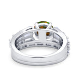 Two Piece Ring Band Bridal Round Simulated Cubic Zirconia 925 Sterling Silver