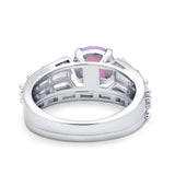 Two Piece Ring Band Bridal Round Simulated Cubic Zirconia 925 Sterling Silver