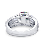 Two Piece Ring Band Bridal Round Simulated Cubic Zirconia 925 Sterling Silver