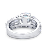 Two Piece Ring Band Bridal Round Simulated Cubic Zirconia 925 Sterling Silver