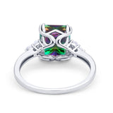 Art Deco Wedding Ring Round Simulated Cubic Zirconia 925 Sterling Silver