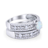 Two Piece Bridal Set Ring Round Simulated Cubic Zirconia 925 Sterling Silver