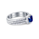 3Piece Wedding Ring Band Round Simulated Cubic Zirconia 925 Sterling Silver