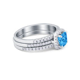 3Piece Wedding Ring Band Round Simulated Cubic Zirconia 925 Sterling Silver