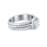 3Piece Wedding Ring Band Round Simulated Cubic Zirconia 925 Sterling Silver
