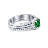 3Piece Wedding Ring Band Round Simulated Cubic Zirconia 925 Sterling Silver