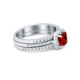 3Piece Wedding Ring Band Round Simulated Cubic Zirconia 925 Sterling Silver