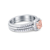 3Piece Wedding Ring Band Round Simulated Cubic Zirconia 925 Sterling Silver