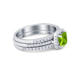 3Piece Wedding Ring Band Round Simulated Cubic Zirconia 925 Sterling Silver