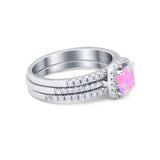 3Piece Wedding Ring Band Round Simulated Cubic Zirconia 925 Sterling Silver