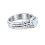 3Piece Wedding Ring Band Round Simulated Cubic Zirconia 925 Sterling Silver