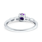 Petite Dainty Wedding Ring Simulated Round Cubic Zirconia 925 Sterling Silver