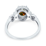 Oval Engagement Ring Halo Simulated Cubic Zirconia 925 Sterling Silver
