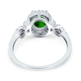 Oval Engagement Ring Halo Simulated Cubic Zirconia 925 Sterling Silver