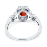Oval Engagement Ring Halo Simulated Cubic Zirconia 925 Sterling Silver