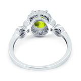 Oval Engagement Ring Halo Simulated Cubic Zirconia 925 Sterling Silver