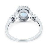 Oval Engagement Ring Halo Simulated Cubic Zirconia 925 Sterling Silver