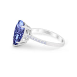 Teardrop Wedding Engagement Ring Pear Round Cubic Zirconia 925 Sterling Silver