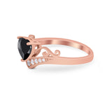 Heart Filigree Thumb Ring Round Simulated Cubic Zirconia 925 Sterling Silver