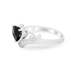 Heart Filigree Thumb Ring Round Simulated Cubic Zirconia 925 Sterling Silver