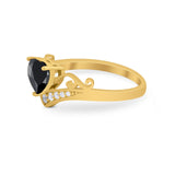 Heart Filigree Thumb Ring Round Simulated Cubic Zirconia 925 Sterling Silver
