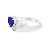 Heart Filigree Thumb Ring Round Simulated Cubic Zirconia 925 Sterling Silver