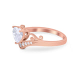 Heart Filigree Thumb Ring Round Simulated Cubic Zirconia 925 Sterling Silver