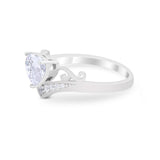 Heart Filigree Thumb Ring Round Simulated Cubic Zirconia 925 Sterling Silver
