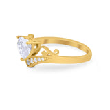 Heart Filigree Thumb Ring Round Simulated Cubic Zirconia 925 Sterling Silver