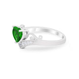 Heart Filigree Thumb Ring Round Simulated Cubic Zirconia 925 Sterling Silver