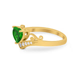 Heart Filigree Thumb Ring Round Simulated Cubic Zirconia 925 Sterling Silver