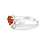 Heart Filigree Thumb Ring Round Simulated Cubic Zirconia 925 Sterling Silver
