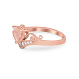 Heart Filigree Thumb Ring Round Simulated Cubic Zirconia 925 Sterling Silver