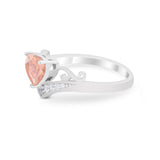 Heart Filigree Thumb Ring Round Simulated Cubic Zirconia 925 Sterling Silver
