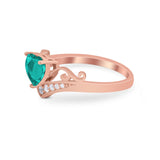 Heart Filigree Thumb Ring Round Simulated Cubic Zirconia 925 Sterling Silver