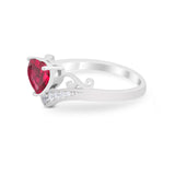 Heart Filigree Thumb Ring Round Simulated Cubic Zirconia 925 Sterling Silver