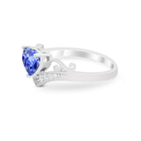 Heart Filigree Thumb Ring Round Simulated Cubic Zirconia 925 Sterling Silver