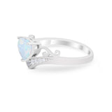 Heart Filigree Thumb Ring Round Simulated Cubic Zirconia 925 Sterling Silver