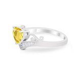 Heart Filigree Thumb Ring Round Simulated Cubic Zirconia 925 Sterling Silver