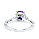 Solitaire Accent Wedding Ring Round Simulated Cubic Zirconia 925 Sterling Silver