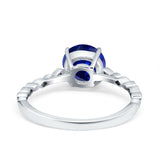 Solitaire Accent Wedding Ring Round Simulated Cubic Zirconia 925 Sterling Silver