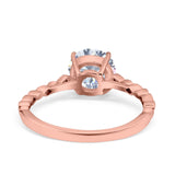 Solitaire Accent Wedding Ring Round Simulated Cubic Zirconia 925 Sterling Silver