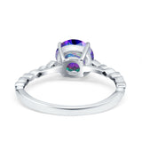Solitaire Accent Wedding Ring Round Simulated Cubic Zirconia 925 Sterling Silver