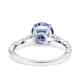 Solitaire Accent Wedding Ring Round Simulated Cubic Zirconia 925 Sterling Silver