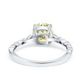 Solitaire Accent Wedding Ring Round Simulated Cubic Zirconia 925 Sterling Silver