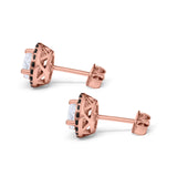 Halo Bridal Stud Earrings Engagement Wedding Round Black CZ 925 Sterling Silver