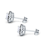 Halo Bridal Stud Earrings Engagement Wedding Round Black CZ 925 Sterling Silver