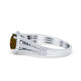 Halo Engagement Ring Accent Dazzling Simulated Cubic Zirconia 925 Sterling Silver