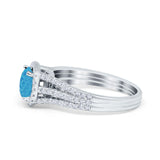 Halo Engagement Ring Accent Dazzling Simulated Cubic Zirconia 925 Sterling Silver